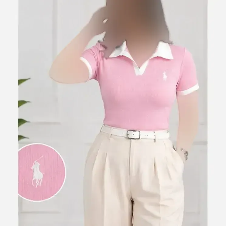 پولوشرت کبریتی یقه سفید گلدوزی polo فانریپ پنبه