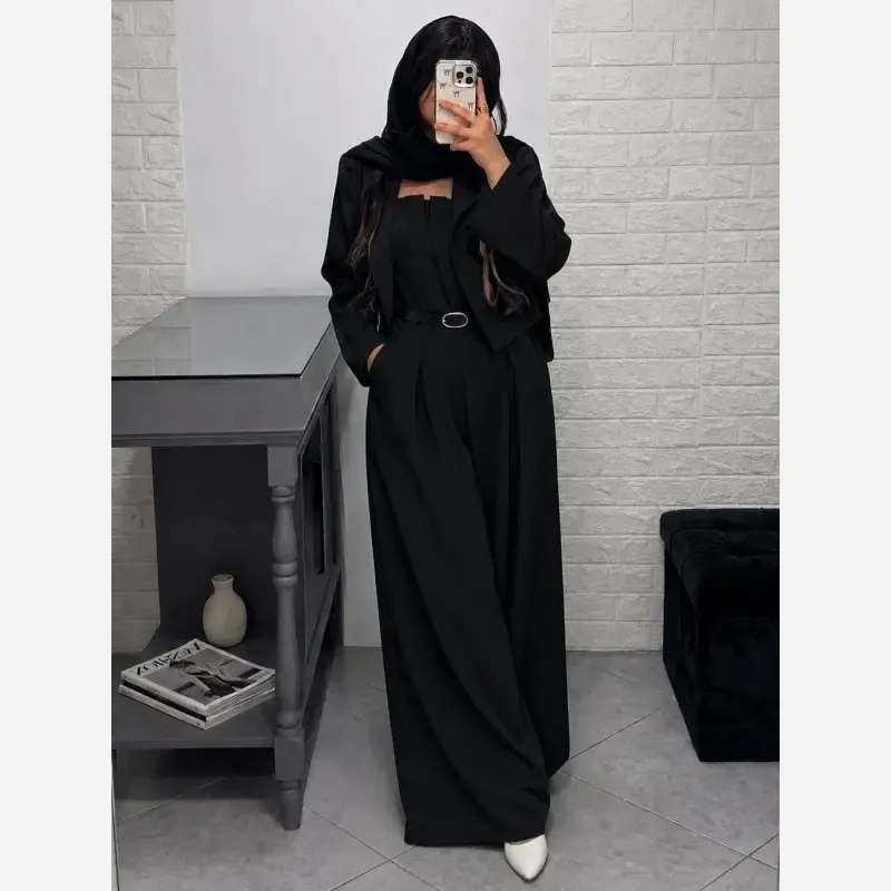 ست کت و سارافون سایز بزرگ یقه دلبری جنس مازراتی گرم بالا رنگ بندی متنوع فری سایز