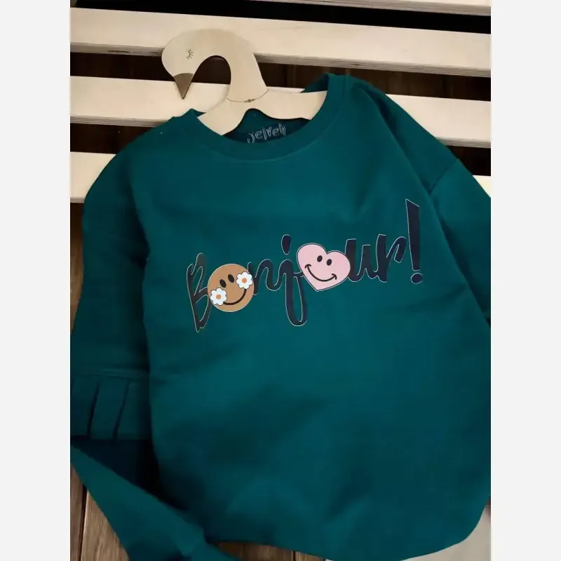 ست بلوز و شلوار مجلسی دخترانه بلوز پنبه دورس لاکرا و شلوار کتان سبز و صورتی سایز 55 تا 65